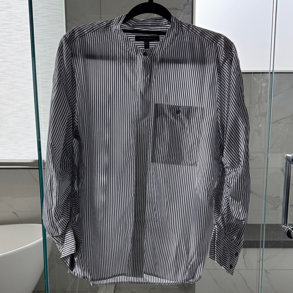 Striped Black and White Button Down Shirt